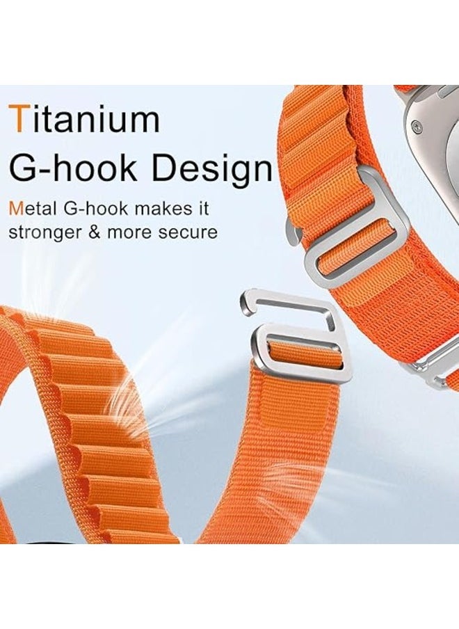 ELTRAZONE - Alpine Loop Nylon Band for Apple Watch - Adjustable Braided Sport Strap with Metal G-Hook for 42mm, 44mm, 45mm, and 49mm Models, Orange - Image 1