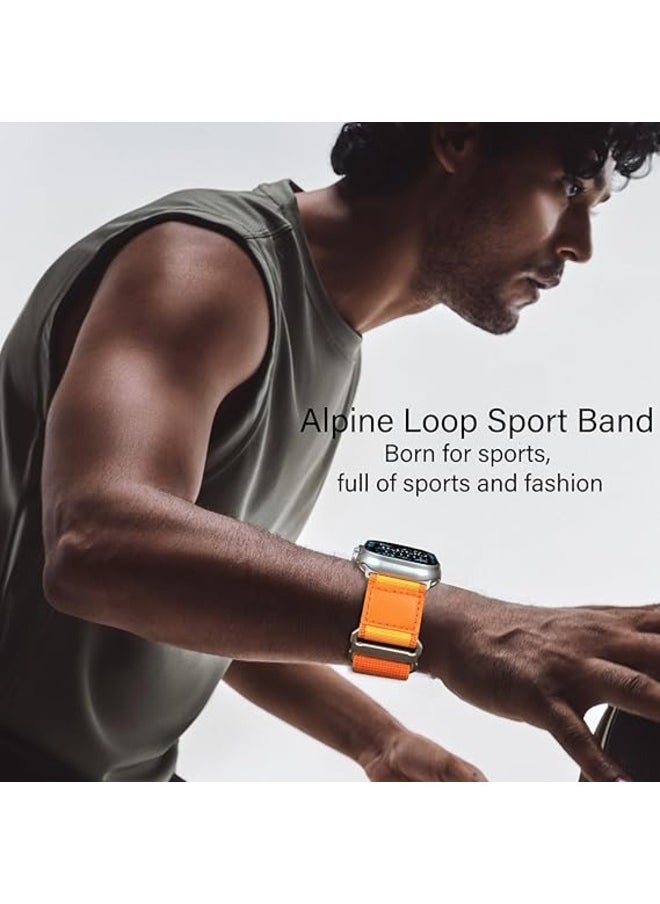 ELTRAZONE - Alpine Loop Nylon Band for Apple Watch - Adjustable Braided Sport Strap with Metal G-Hook for 42mm, 44mm, 45mm, and 49mm Models, Orange - Image 1