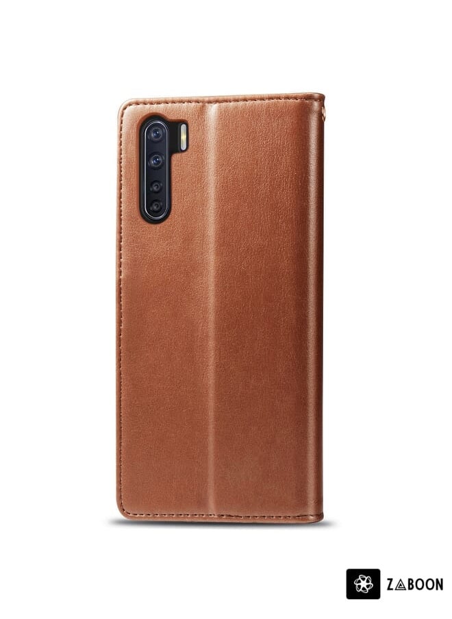 Protective Case Cover For OPPO F15 & A91 Retro Solid Color Leather Buckle  with Photo Frame & Card Slot & Wallet & Bracket Function