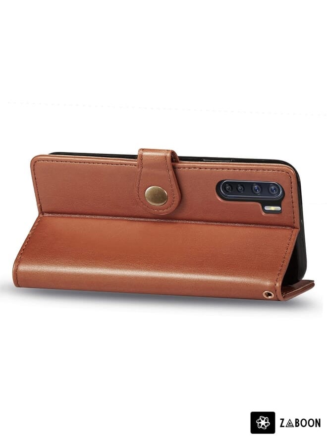 Protective Case Cover For OPPO F15 & A91 Retro Solid Color Leather Buckle  with Photo Frame & Card Slot & Wallet & Bracket Function