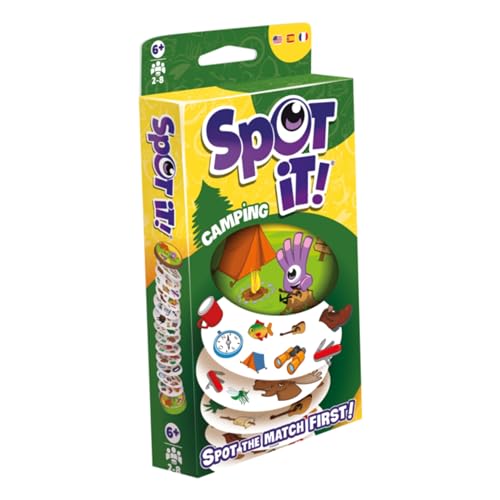Asmodee Spot It! Camping Card Game (2024 Refresh) - Eco-Blister Edition, 5-in-1 Visual Perception Game for Quick Reflexes and Family Fun, Ages 6+, 2-8 Players, 10 Minute Playtime - Image 1