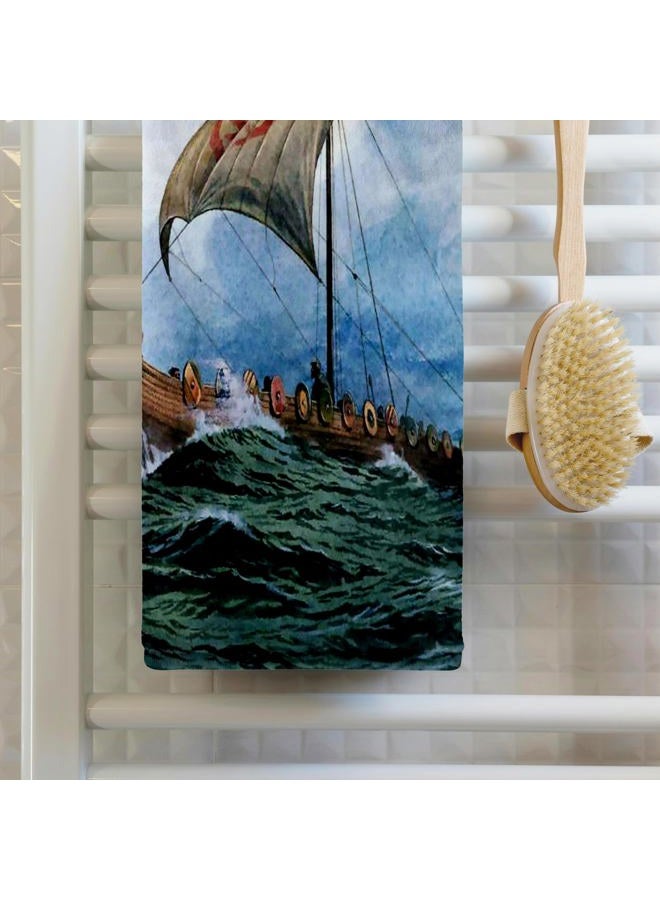 3DROSE 3D Rose Viking Ship.Jpg Hand/Sports Towel, 15 x 22 - Image 2