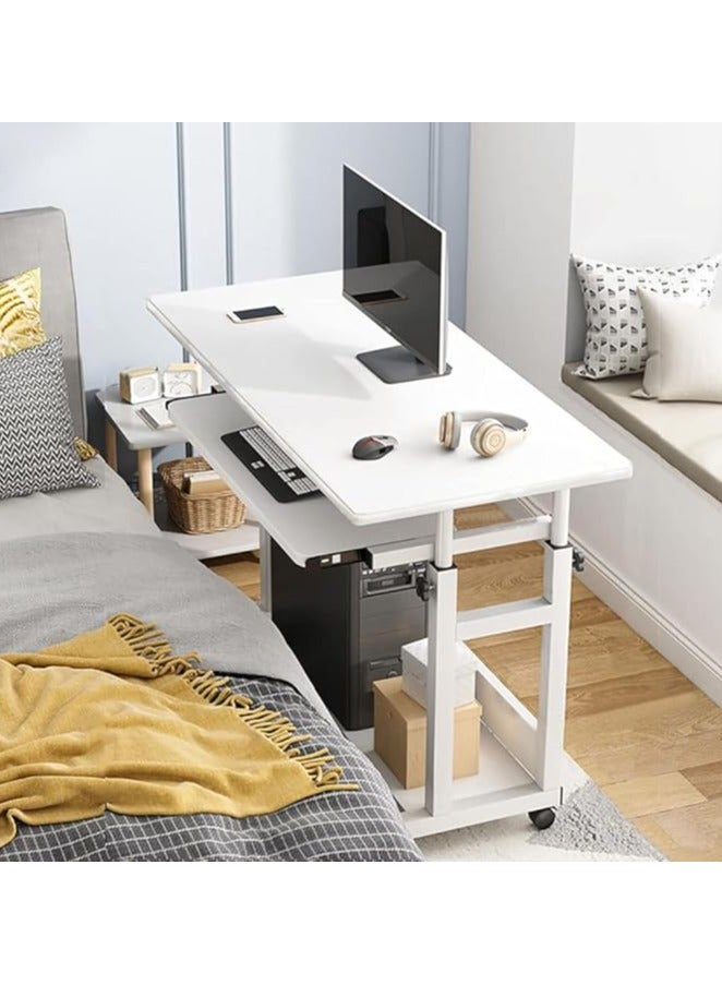 Green Tiger Mobile Bed Side Table, Laptop Table Standing Desk, Adjustable Computer Table Laptop Desk with Wheels, Rolling Computer Workstation Laptop Stand Table for Home Office (SC11B) - Image 1