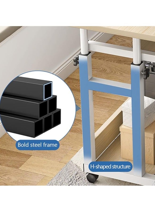 Green Tiger Mobile Bed Side Table, Laptop Table Standing Desk, Adjustable Computer Table Laptop Desk with Wheels, Rolling Computer Workstation Laptop Stand Table for Home Office (SC11B) - Image 2