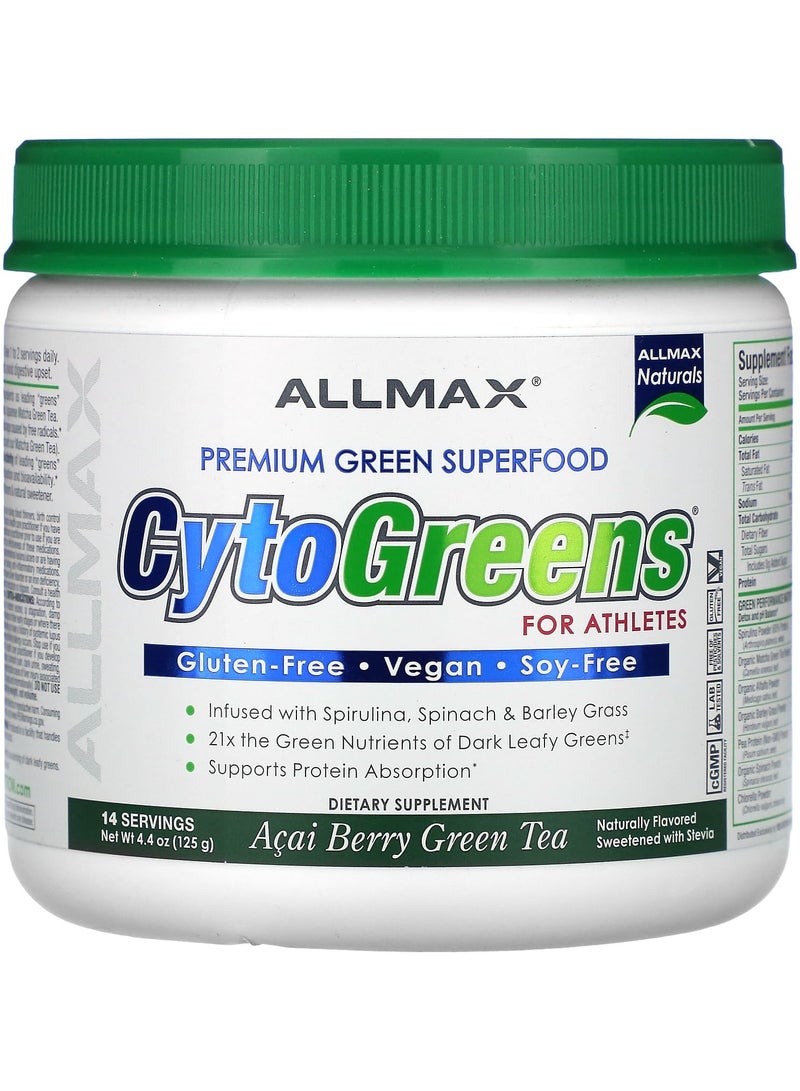 Allmax CytoGreens For Athletes, Acai Berry Green Tea, 4.4 oz (125 g)