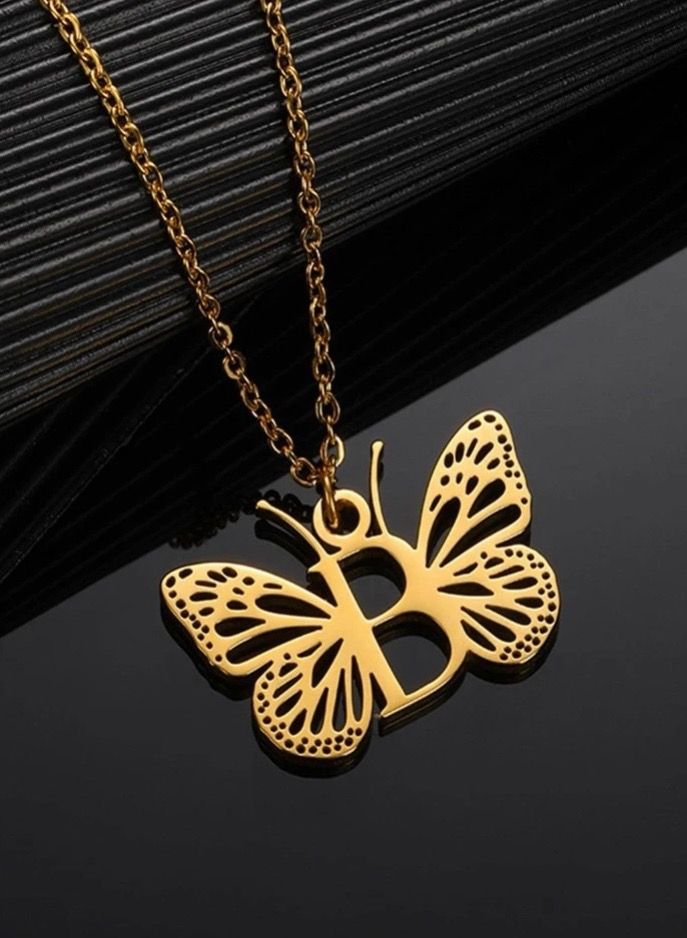 نون-شى سلسال نسائي مصنوع من الاستانلس ستيل مطلي باللون الذهبي