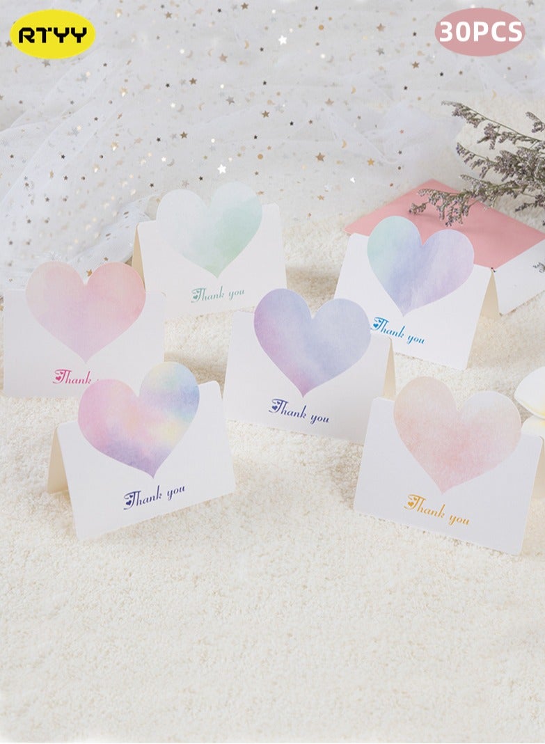 RTYY 30 Pack Foldable Love Heart Greeting Cards, Assorted Color Romantic Heart Blank Cards Note Card Blessing Notes for Wedding Flower Birthday Wedding Card Flower Card Birthday Card for all kinds of Greeting Card (30 Pcs)  - Image 1