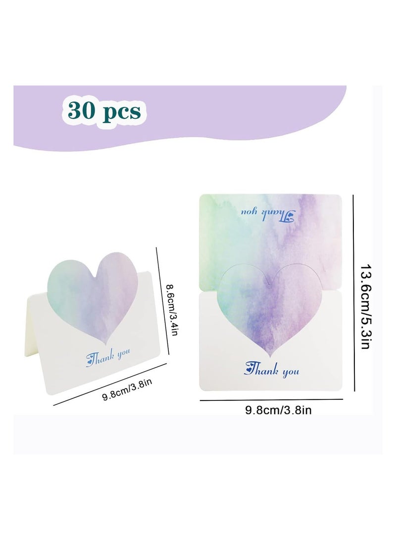 RTYY 30 Pack Foldable Love Heart Greeting Cards, Assorted Color Romantic Heart Blank Cards Note Card Blessing Notes for Wedding Flower Birthday Wedding Card Flower Card Birthday Card for all kinds of Greeting Card (30 Pcs)  - Image 3