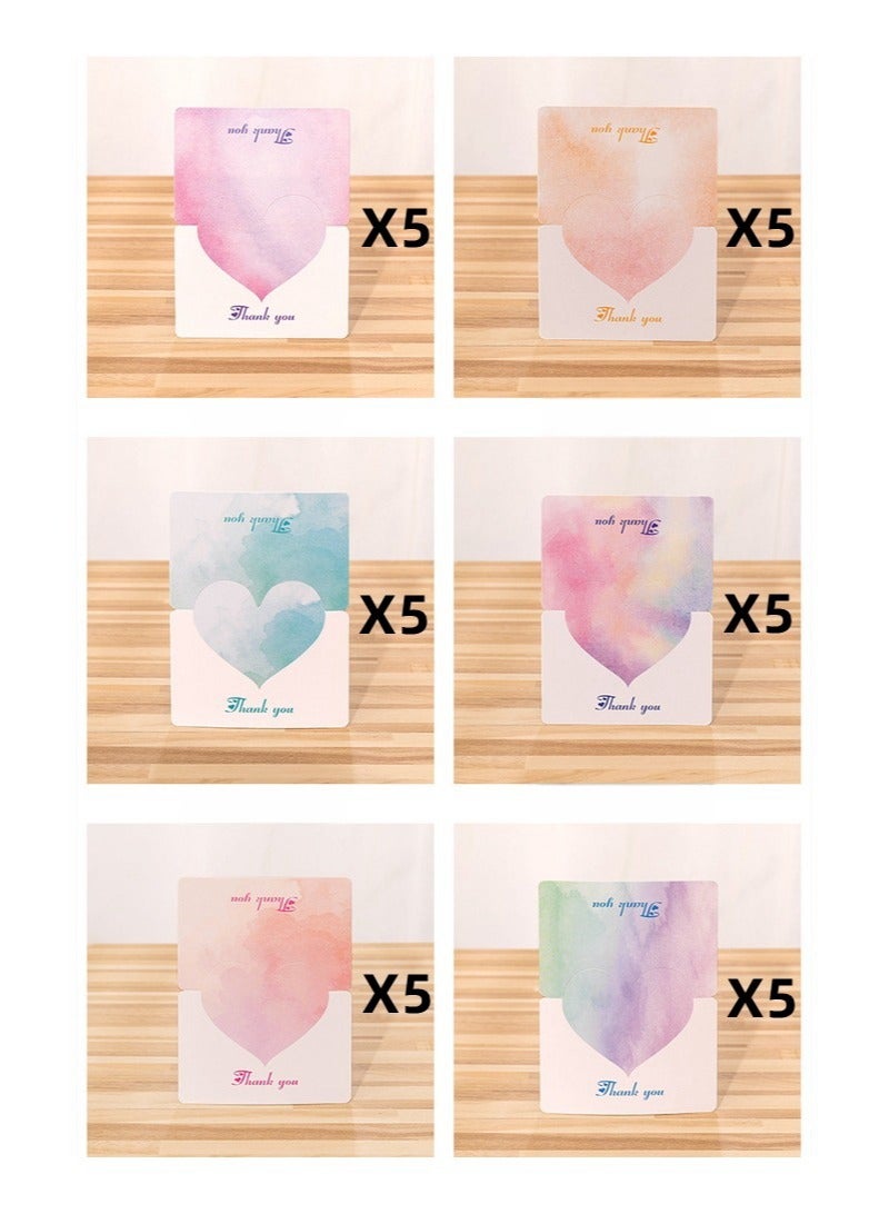 RTYY 30 Pack Foldable Love Heart Greeting Cards, Assorted Color Romantic Heart Blank Cards Note Card Blessing Notes for Wedding Flower Birthday Wedding Card Flower Card Birthday Card for all kinds of Greeting Card (30 Pcs)  - Image 2