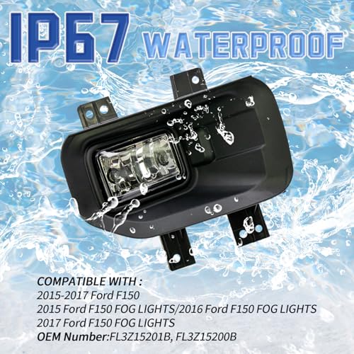 VPIMOZO Fog lights Compatible with 2015-2017 2015 2016 2017 Ford F150 Front Bumper Lamp Assembly with Bulbs Clear Lens Driver&Passenger Side OEM Number FL3Z15201B FL3Z15200B - Image 5