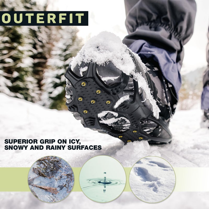 Outerfit Non-Slip Crampons with Tungsten Steel Spikes, Shoe Spikes for Snow and Ice, Cleats for Hiking, Fishing, Walking - Image 3