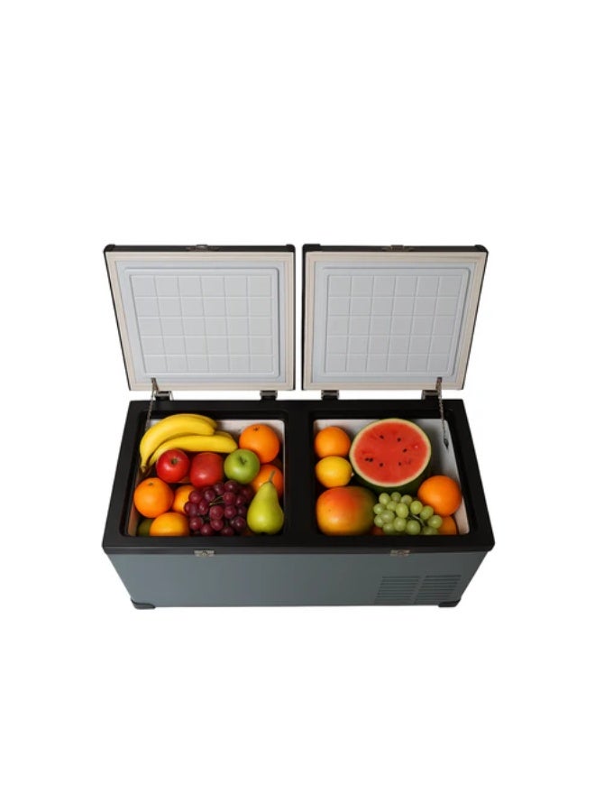 كروني ثلاجة/فريزر محمولة للسيارات BCD80 بسعة 80 لترًا، تتميز بشاشة LCD للتحكم في درجة الحرارة، وتصميم ببابين، وهي مناسبة للمركبات الترفيهية والشاحنات والاستخدام الخارجي. تتراوح درجة الحرارة بين -20 و10 درجات مئوية. - Image 2