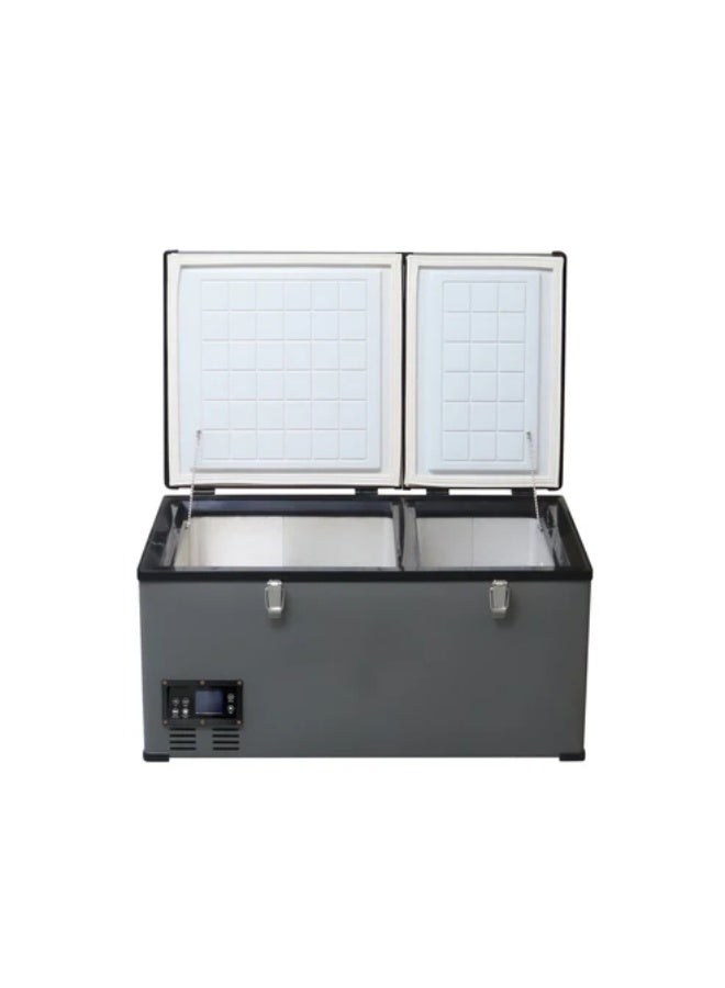 كروني ثلاجة/فريزر محمولة للسيارات BCD80 بسعة 80 لترًا، تتميز بشاشة LCD للتحكم في درجة الحرارة، وتصميم ببابين، وهي مناسبة للمركبات الترفيهية والشاحنات والاستخدام الخارجي. تتراوح درجة الحرارة بين -20 و10 درجات مئوية. - Image 4