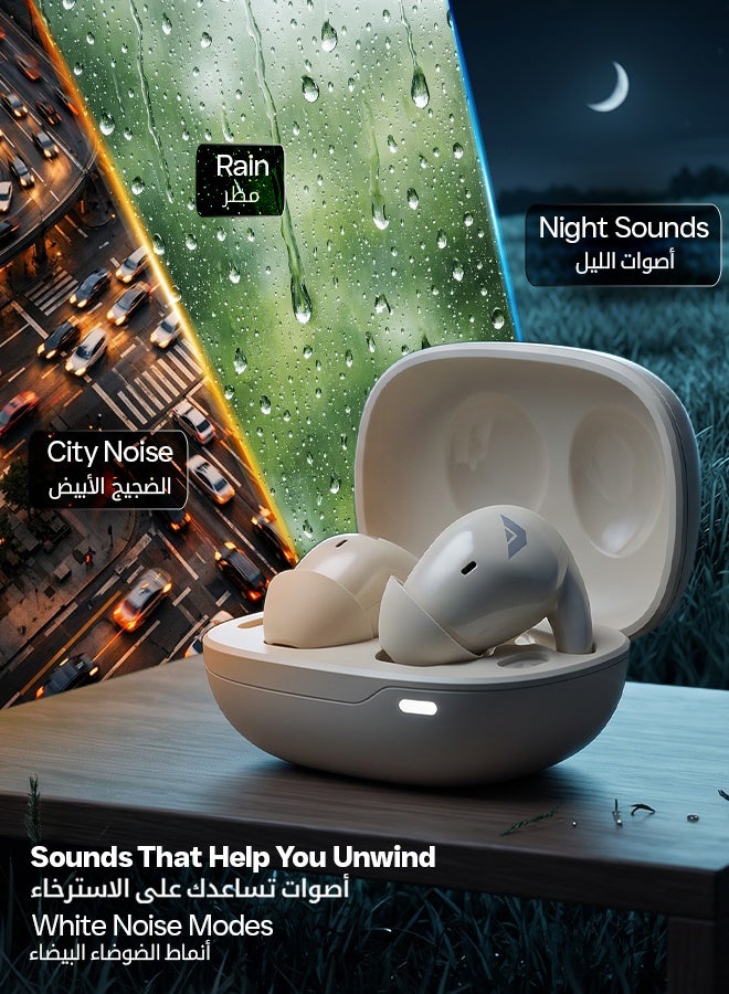 Faster Wireless Sleep Earbuds with Advanced ANC Active Noise Cancelling & Transparency Mode, Ultra Compact In-Ear Bluetooth 6.0 Sleep Headphones, 3 White Noise Modes, Touch Controls, 13 Hours Playtime with 200mAh Charging Case (Beige) - Image 2
