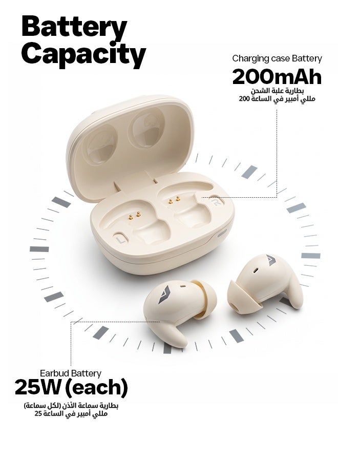 Faster Wireless Sleep Earbuds with Advanced ANC Active Noise Cancelling & Transparency Mode, Ultra Compact In-Ear Bluetooth 6.0 Sleep Headphones, 3 White Noise Modes, Touch Controls, 13 Hours Playtime with 200mAh Charging Case (Beige) - Image 4