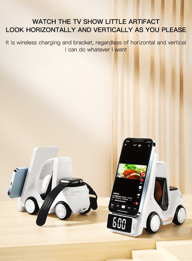 ماكس آند ماكس قاعدة شحن لاسلكية ٥ في ١ - تصميم رافعة شوكية متعدد الأجهزة | شاحن سريع للهواتف والساعات الذكية وسماعات الأذن - Image 2