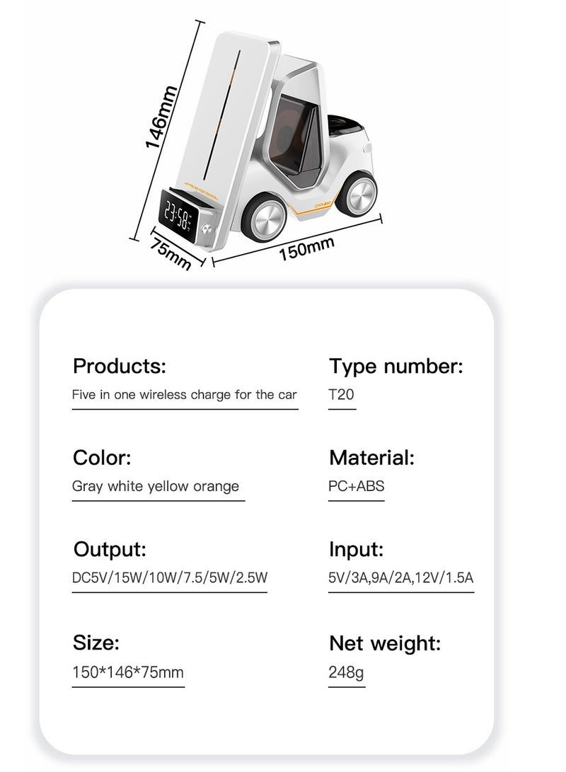 ماكس آند ماكس قاعدة شحن لاسلكية ٥ في ١ - تصميم رافعة شوكية متعدد الأجهزة | شاحن سريع للهواتف والساعات الذكية وسماعات الأذن - Image 4