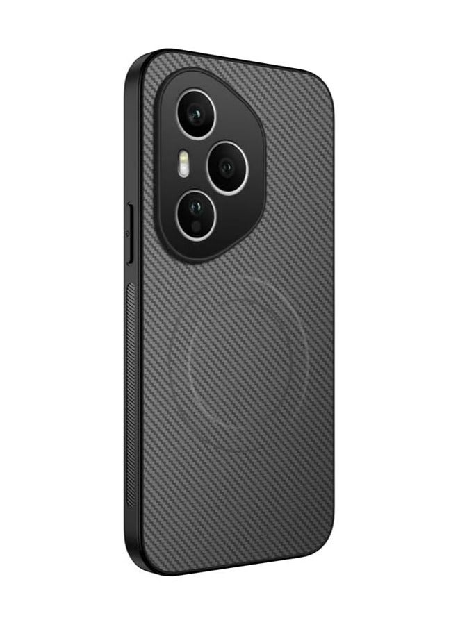 عام "غطاء مغناطيسي متوافق مع هاتف Honor 400 Pro 5G [يدعم الشحن اللاسلكي] - غطاء جلدي بملمس ألياف الكربون، مقاوم للصدمات مع غطاء خلفي واقي."