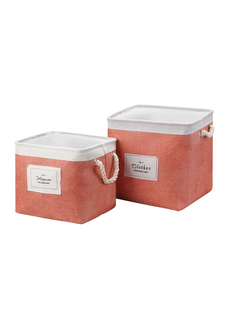 LAWAZIM Laundry Basket Set 2 Pieces Storage Basket | Laundry Hamper | Boxes for Organizing - Red - Image 1