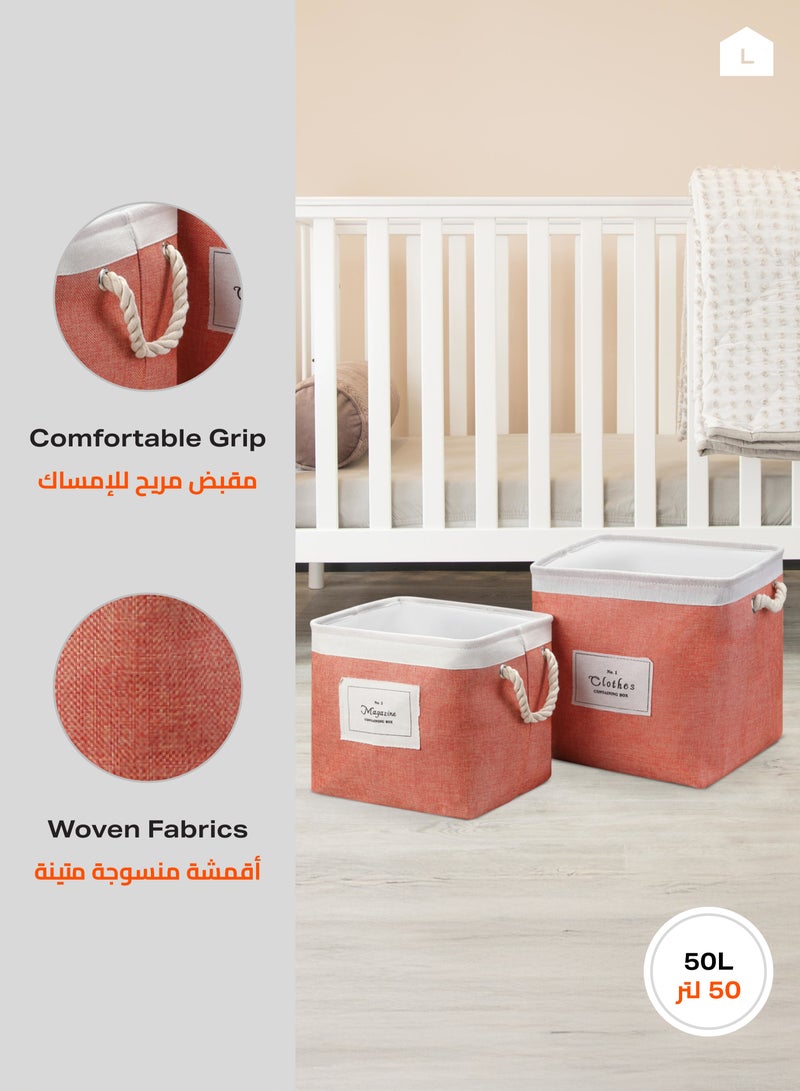 LAWAZIM Laundry Basket Set 2 Pieces Storage Basket | Laundry Hamper | Boxes for Organizing - Red - Image 4