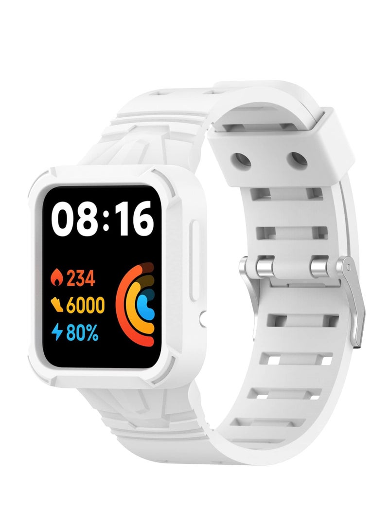 Replacement Wrist Band Compatible with Xiaomi Redmi Watch 2 Lite/Mi Watch Lite/Poco Watch/Redmi Watch 2/Horloge 2, Adjustable Soft Silicone Wrist Strap with Cover (White) - Image 1
