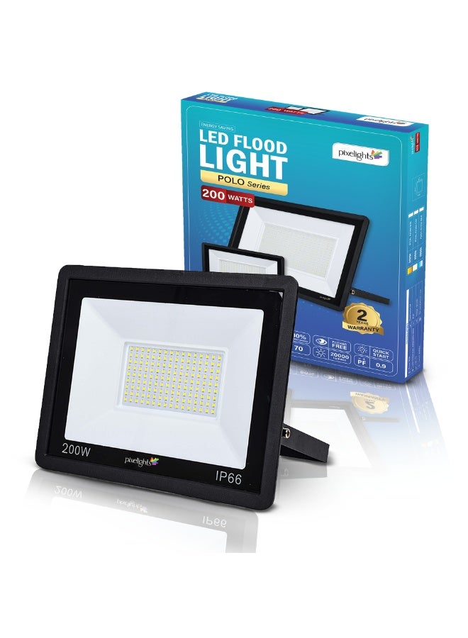 Pixelights 200W LED Flood Light, White -6500K, IP65, 25000Hr Life, 2years Warranty, suitable Garden, Playground, Garage, Factories, Parking Lot, Park, Playground etc. Part#PIXEL62200WHI - Image 1