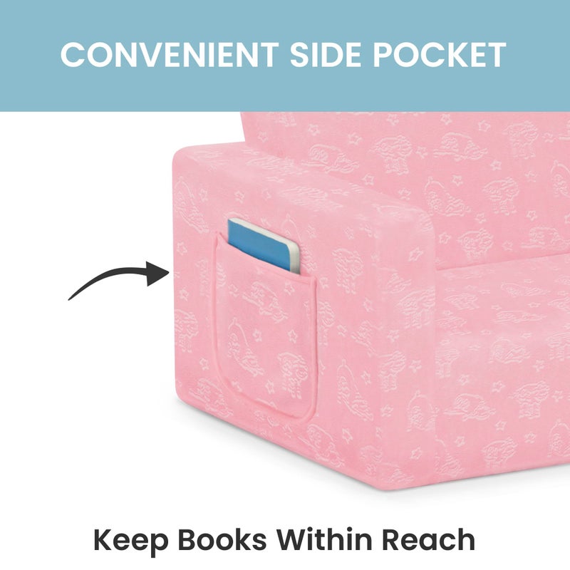 Delta Children Serta Perfect Sleeper Extra Wide Convertible Sofa to Lounger - Comfy 2-in-1 Flip Open Couch/Sleeper for Kids - 30-inches Wide, Pink - Image 5