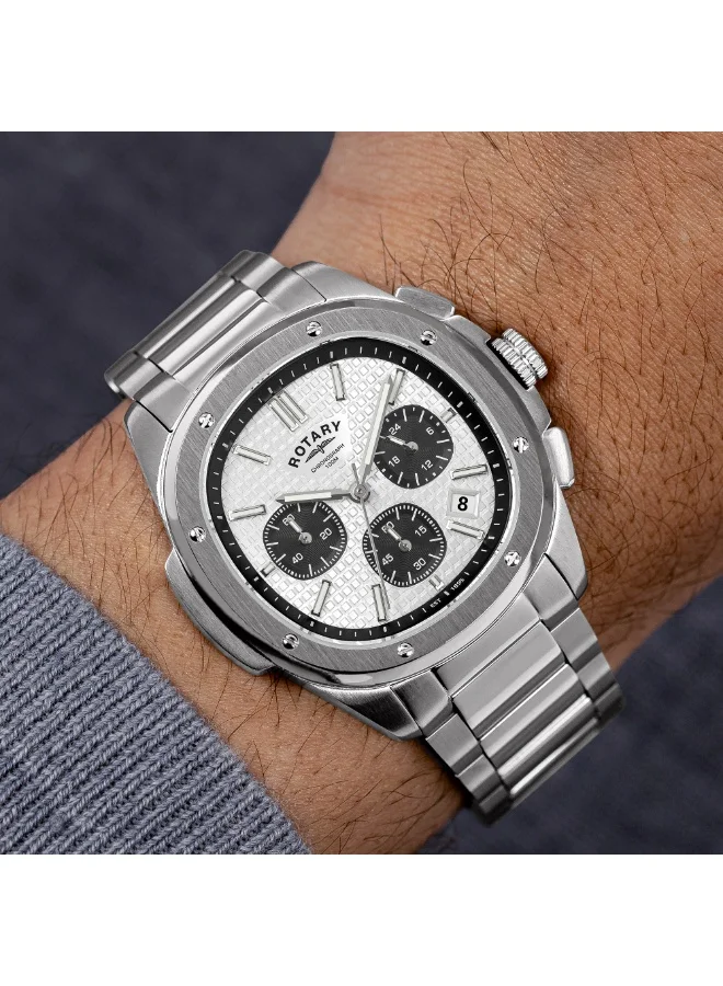 ROTARY  Rotary Mens Apex 100 Chronograph Silver Dial Stainless Steel Bracelet Watch - RGB10031/07  | Best Price UAE