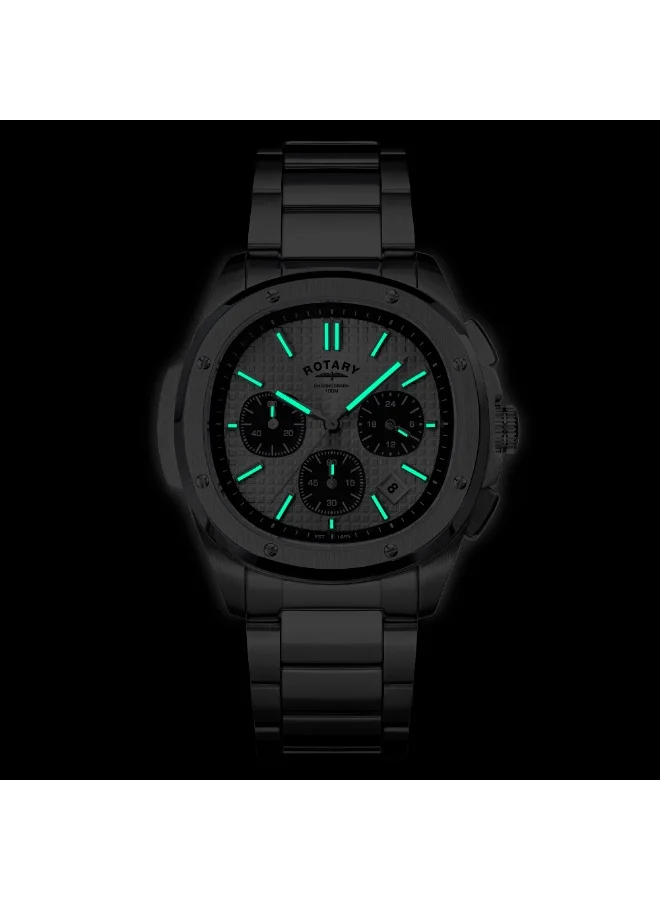 ROTARY  Rotary Mens Apex 100 Chronograph Silver Dial Stainless Steel Bracelet Watch - RGB10031/07  | Best Price UAE