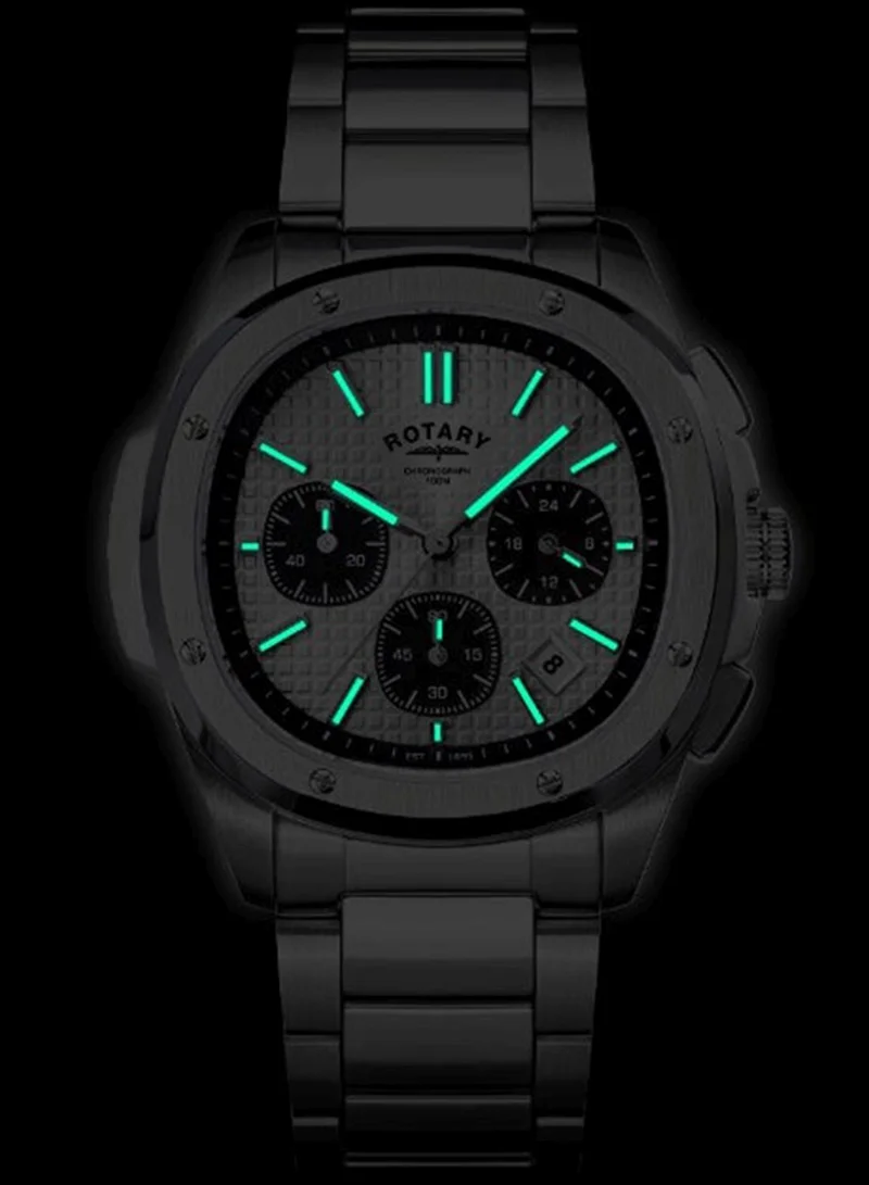 Rotary  Rotary Mens Apex 100 Chronograph Silver Dial Stainless Steel Bracelet Watch - RGB10031/07 for Men | Best Price UAE