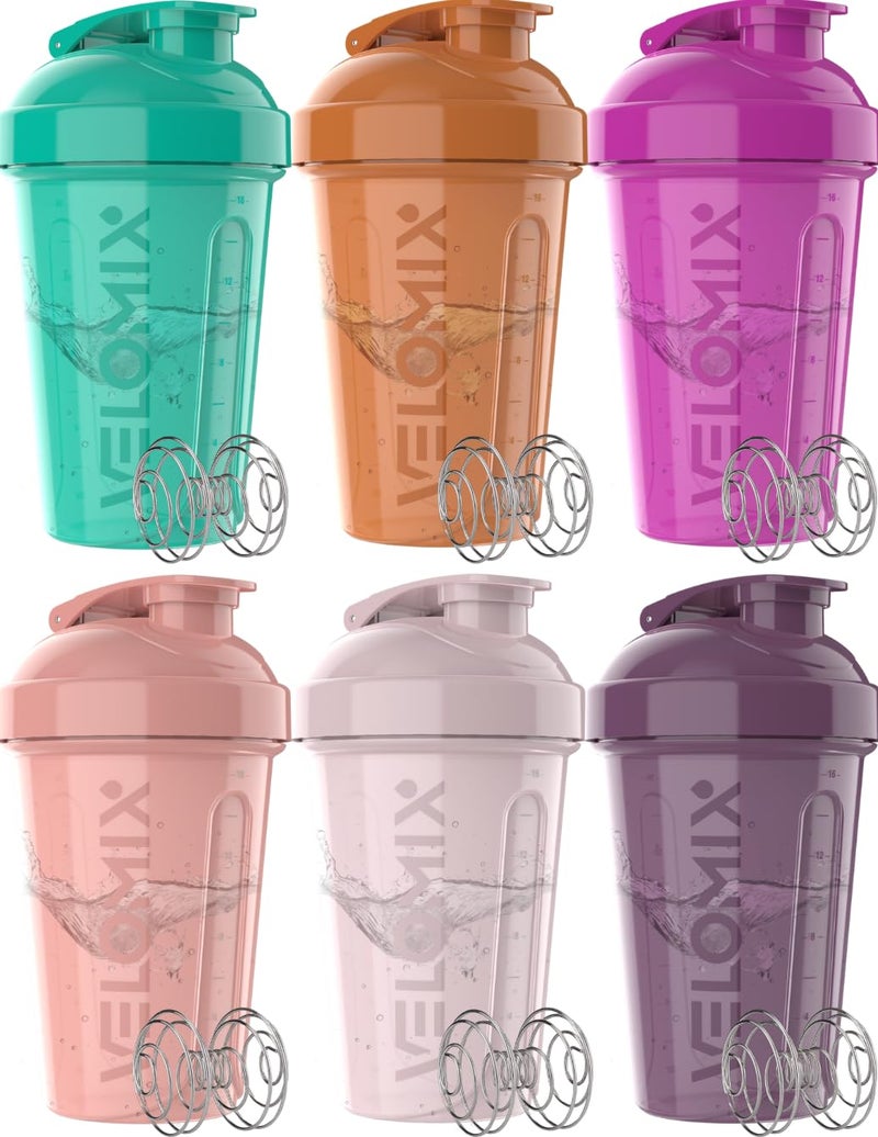 VELOMIX 6 PACK 20 OZ Protein Shaker Bottles for Protein Mixes Shaker Cups for Protein Shakes Small Shaker Bottle Pack Shaker Cup Shakers for protein Shakes Rose Garden 6 Pack - Image 3