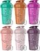 VELOMIX 6 PACK 20 OZ Protein Shaker Bottles for Protein Mixes Shaker Cups for Protein Shakes Small Shaker Bottle Pack Shaker Cup Shakers for protein Shakes Rose Garden 6 Pack - Image 1