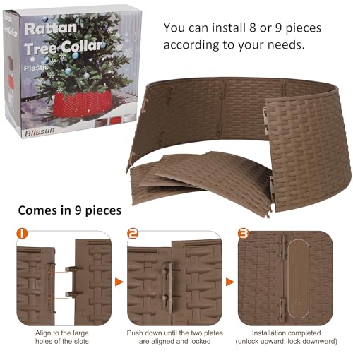 Blissun Christmas Tree Ring, 28.5" Plastic Christmas Tree Collar, Christmas Tree Skirt for Artificial Christmas Trees Decoration (Extra Large, Brown) - Image 3