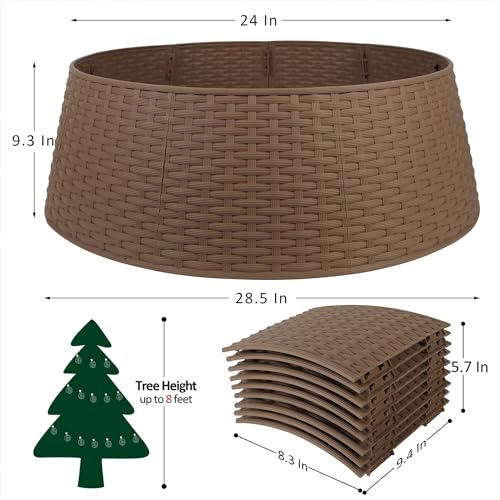 Blissun Christmas Tree Ring, 28.5" Plastic Christmas Tree Collar, Christmas Tree Skirt for Artificial Christmas Trees Decoration (Extra Large, Brown) - Image 2
