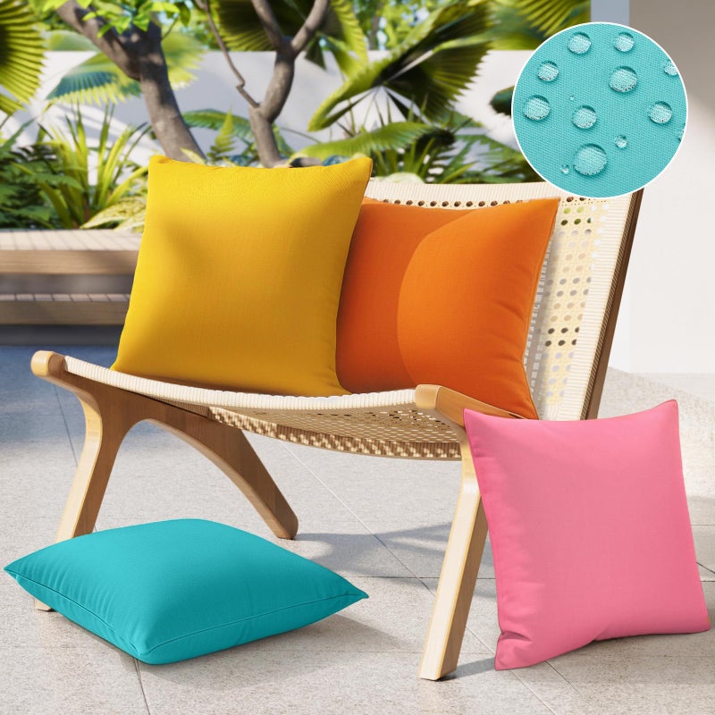 fauson Outdoor Pillow Covers 18x18 Set of 4, Outdoor Waterproof Decorative Throw Pillow Covers for Garden Patio Tent Balcony Bench Couch Sofa - Image 1