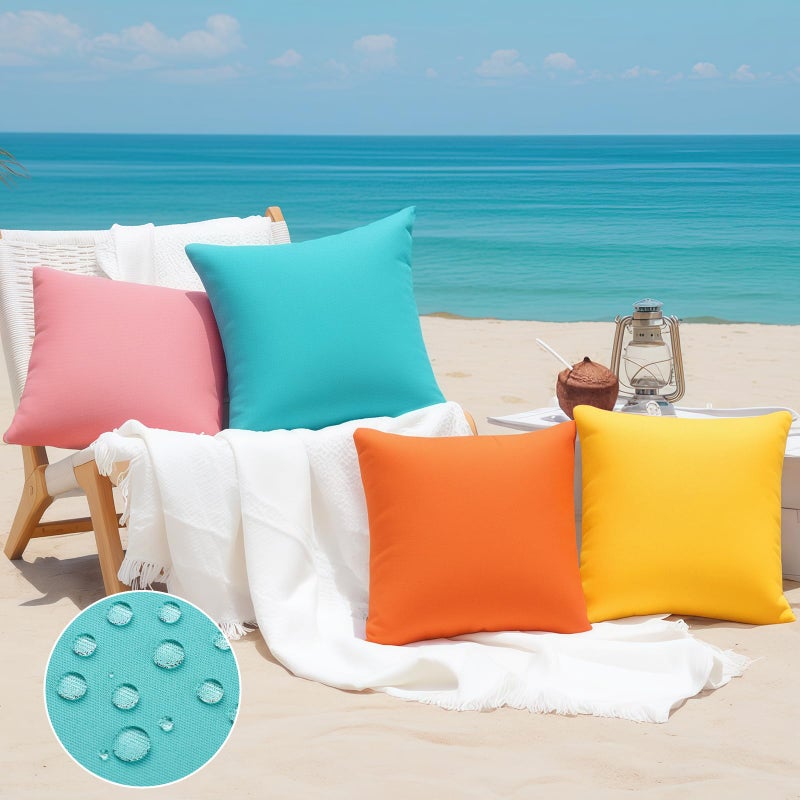 fauson Outdoor Pillow Covers 18x18 Set of 4, Outdoor Waterproof Decorative Throw Pillow Covers for Garden Patio Tent Balcony Bench Couch Sofa - Image 2