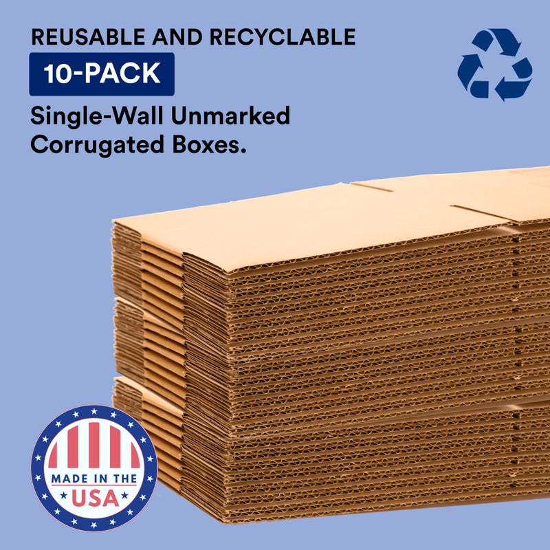 BOX USA صندوق صناديق النقل الأمريكية، 30"طول x 5"عرض x 24"ارتفاع 10-عبوة صندوق كرتوني كبير ذو تحميل جانبي للتعبئة والشحن والتخزين - Image 3