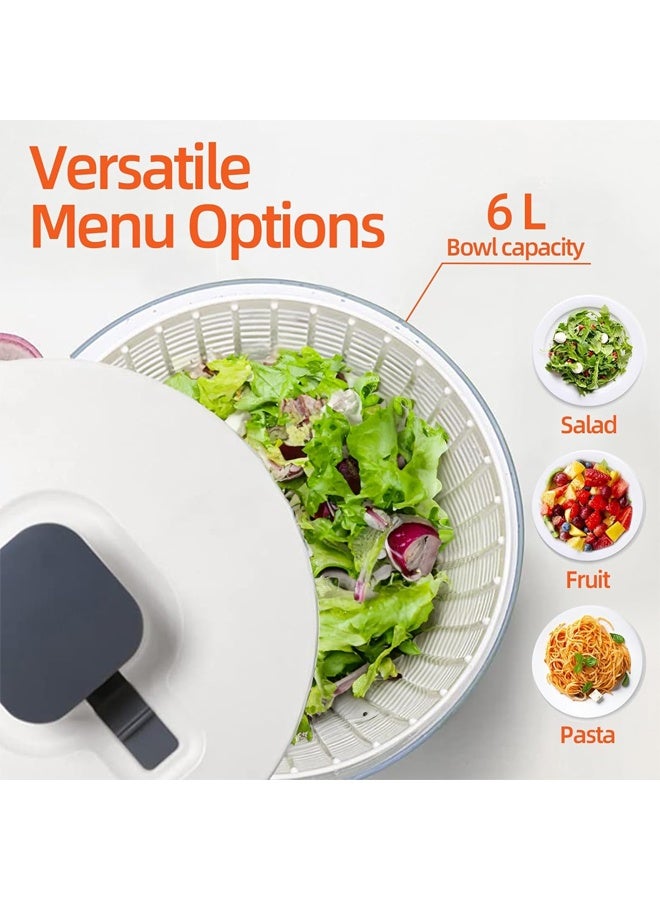 DUNISO 6L Salad Spinner ,Fruits and Vegetables Drain Dryer, One Handed Pump Fruit Washer，Manual Lettuce Spinner,Non Slip Base ,Easy Operation, for Home Kitchen  - Image 3