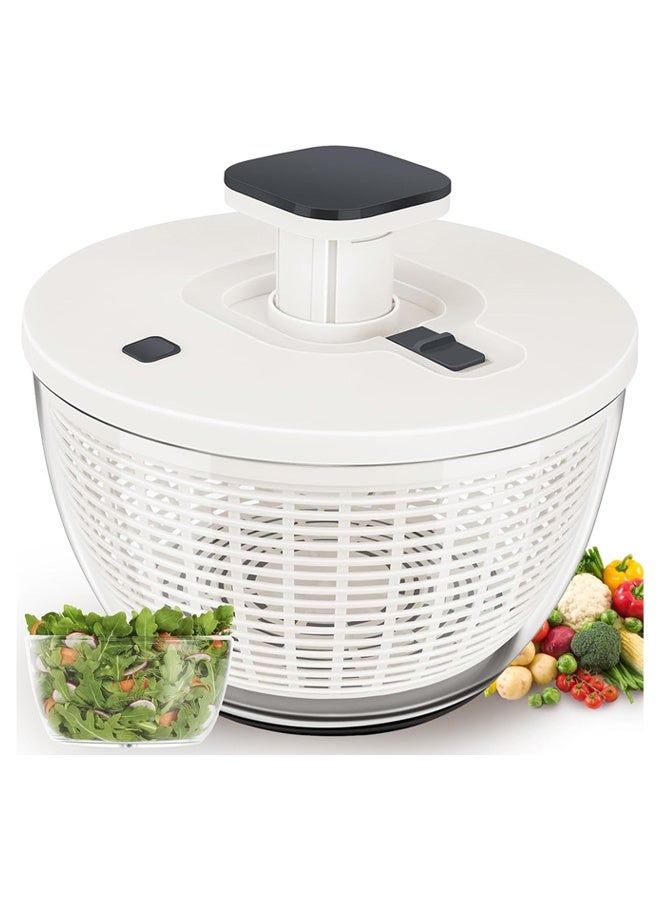 DUNISO 6L Salad Spinner ,Fruits and Vegetables Drain Dryer, One Handed Pump Fruit Washer，Manual Lettuce Spinner,Non Slip Base ,Easy Operation, for Home Kitchen  - Image 1