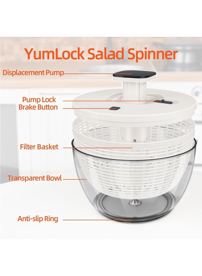 DUNISO 6L Salad Spinner ,Fruits and Vegetables Drain Dryer, One Handed Pump Fruit Washer，Manual Lettuce Spinner,Non Slip Base ,Easy Operation, for Home Kitchen  - Image 4