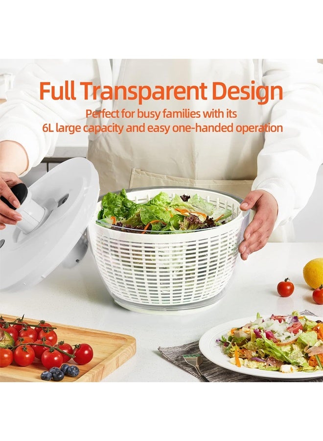 DUNISO 6L Salad Spinner ,Fruits and Vegetables Drain Dryer, One Handed Pump Fruit Washer，Manual Lettuce Spinner,Non Slip Base ,Easy Operation, for Home Kitchen  - Image 2