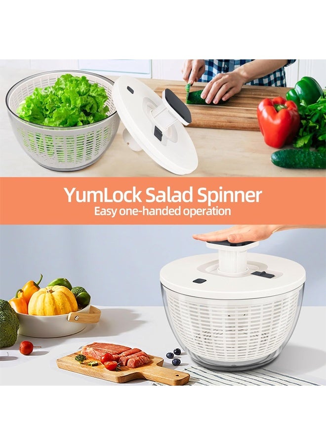 DUNISO 6L Salad Spinner ,Fruits and Vegetables Drain Dryer, One Handed Pump Fruit Washer，Manual Lettuce Spinner,Non Slip Base ,Easy Operation, for Home Kitchen  - Image 5
