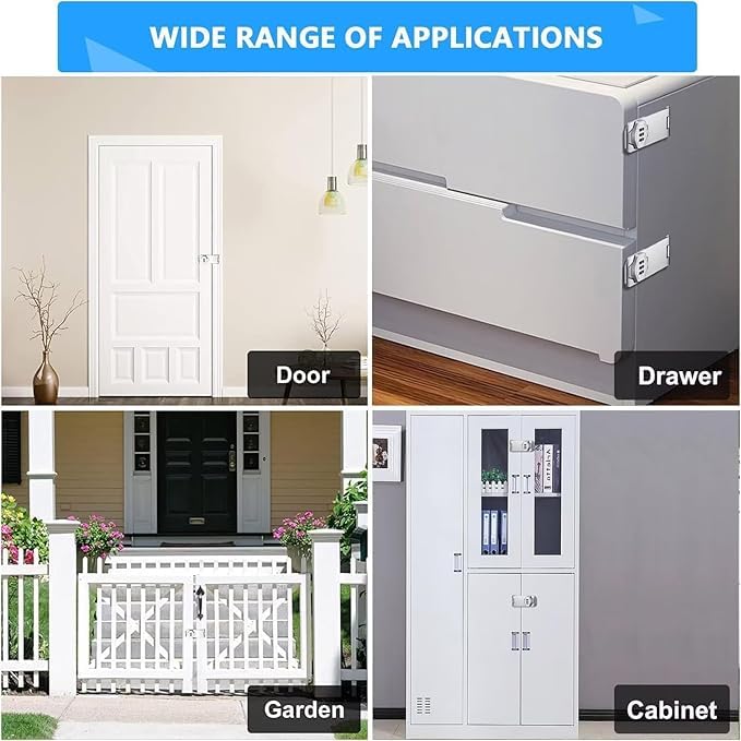 VYOM TRADING Keyless Combination Lock 3Digit Combination Lock for Cabinet Doors Twist Knob Hasp Latch Lock with Password Code Zinc Alloy Cabinet Door Latch for Kitchen Drawers - Image 5