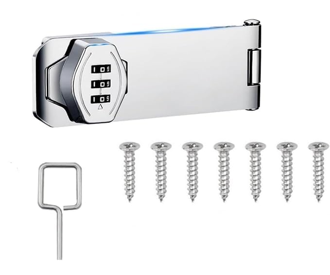 VYOM TRADING Keyless Combination Lock 3Digit Combination Lock for Cabinet Doors Twist Knob Hasp Latch Lock with Password Code Zinc Alloy Cabinet Door Latch for Kitchen Drawers - Image 1