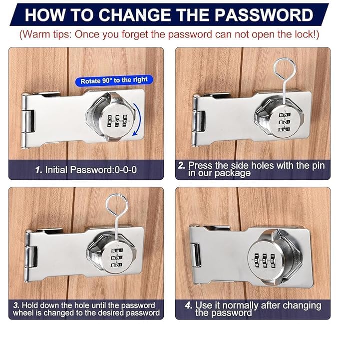 VYOM TRADING Keyless Combination Lock 3Digit Combination Lock for Cabinet Doors Twist Knob Hasp Latch Lock with Password Code Zinc Alloy Cabinet Door Latch for Kitchen Drawers - Image 3