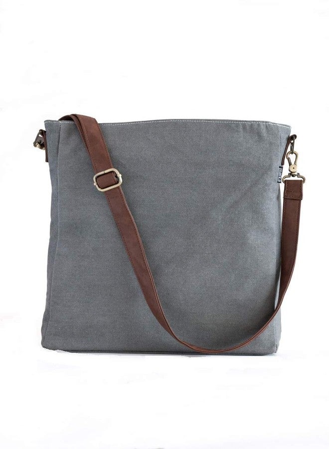MAIKA Recycled Canvas City Sling Crossbody Bag, Waxed Ash, Grey - Image 1