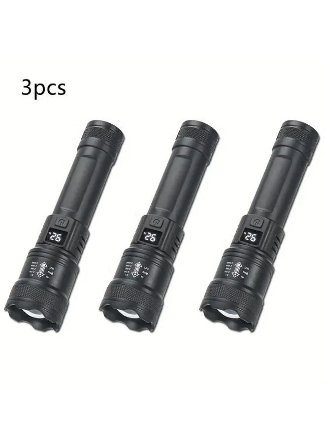 3 Pcs Multi Functional Handheld Flashlight USB Rechargeable Portable ABS Work Lamp - Image 1