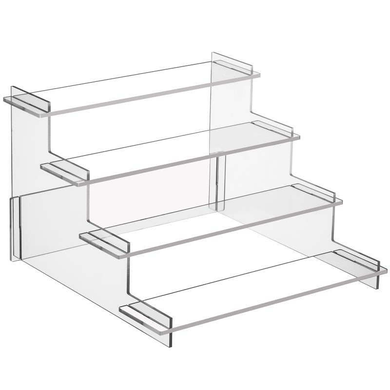 HENABLE 4 Tier Acrylic Display Risers, Perfume Organizer Stand, Cupcake Stand Holder, Clear Shelf Risers for Display Stands for Funko POP Figure, Dessert Shelves for Party, Decoration - Image 1