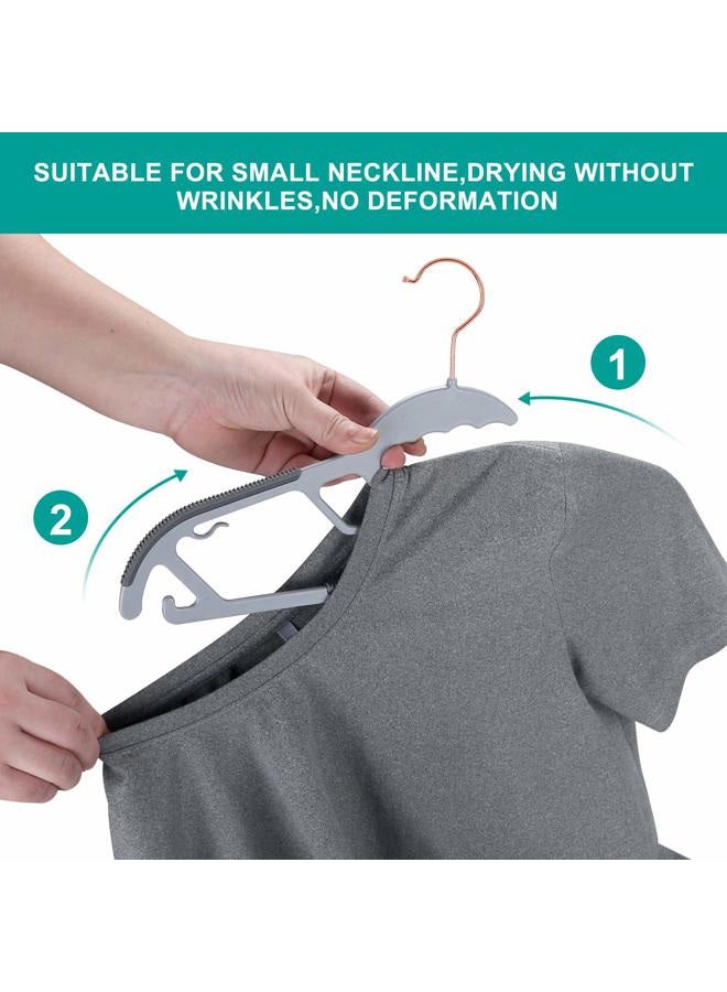 FSUTEG Plastic Hangers Space Saving Clothes Upgraded Rubber Stripe Non Slip Heavy Duty Coat Hanger, 50 Pack, Grey - Image 5