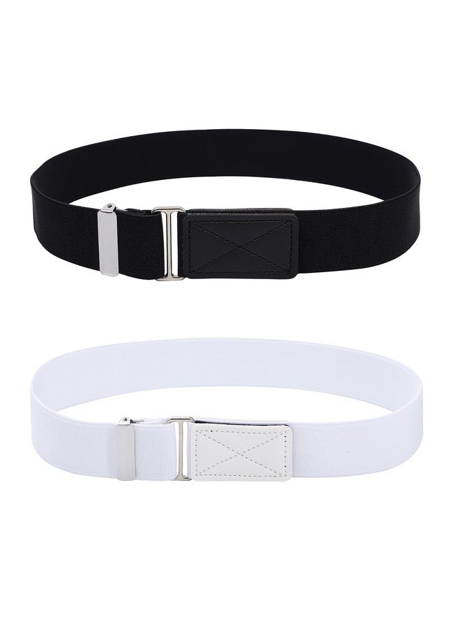WELROG Kids Belts for Boys - Velcro Buckle Toddler Belt Elastic Adjustable Belt for Boys Girls(Black+White) - Image 1